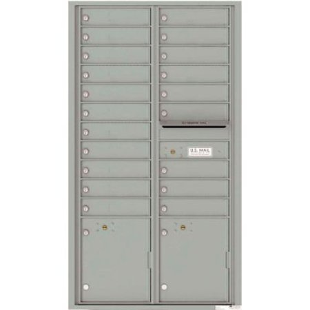 FLORENCE MFG CO Florence Versatile 4C Mailbox 4C16D-20, 56-1/2"H, 20 Mailboxes, 2 Parcel, Front Loading, Silver USPS 4C16D-20SS